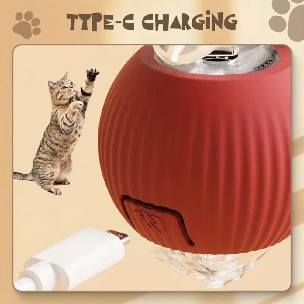 Full Smart 360° Rolling Pet Ball LED Light and USB Charging Cable For Cat or Dog